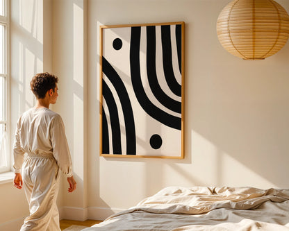 Abstract Lines, Black & White, Mid Century Modern
