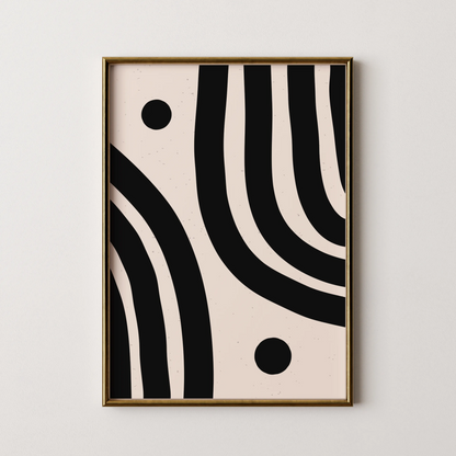 Abstract Lines, Black & White, Mid Century Modern