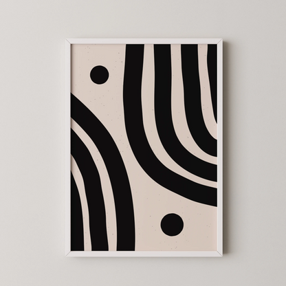 Abstract Lines, Black & White, Mid Century Modern
