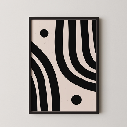 Abstract Lines, Black & White, Mid Century Modern