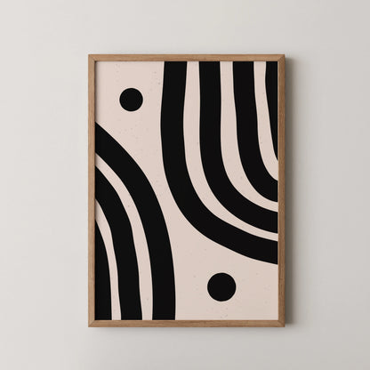 Abstract Lines, Black & White, Mid Century Modern