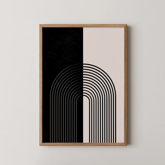 Abstract Lines, Black & White, Mid Century Modern, Wall Painting