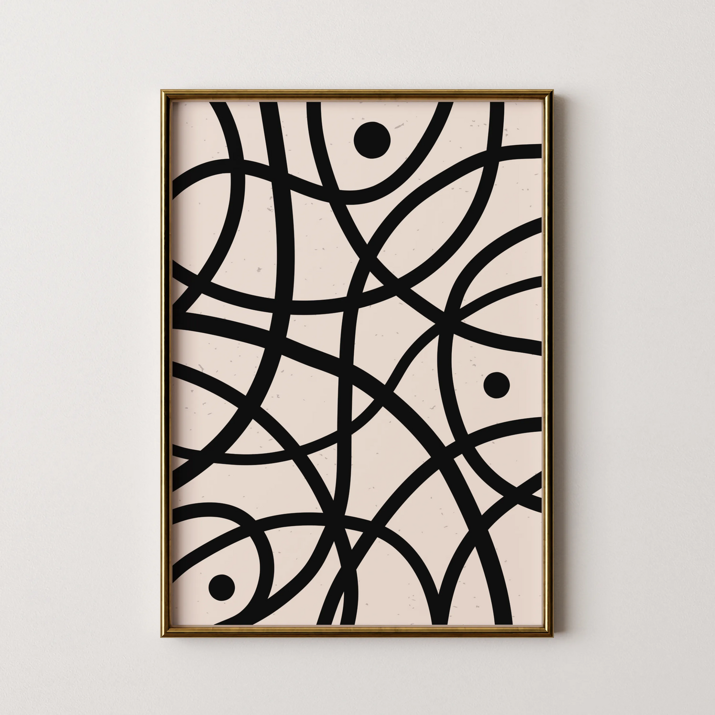 Abstract Lines I, Black & White, Mid Century Modern