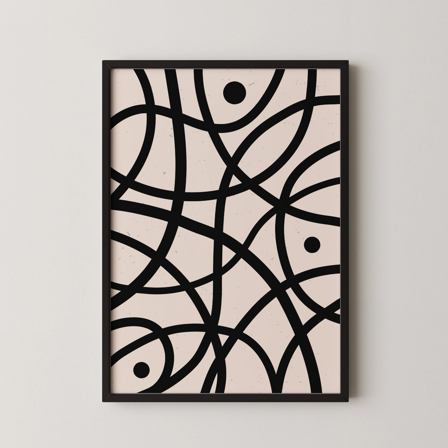 Abstract Lines I, Black & White, Mid Century Modern