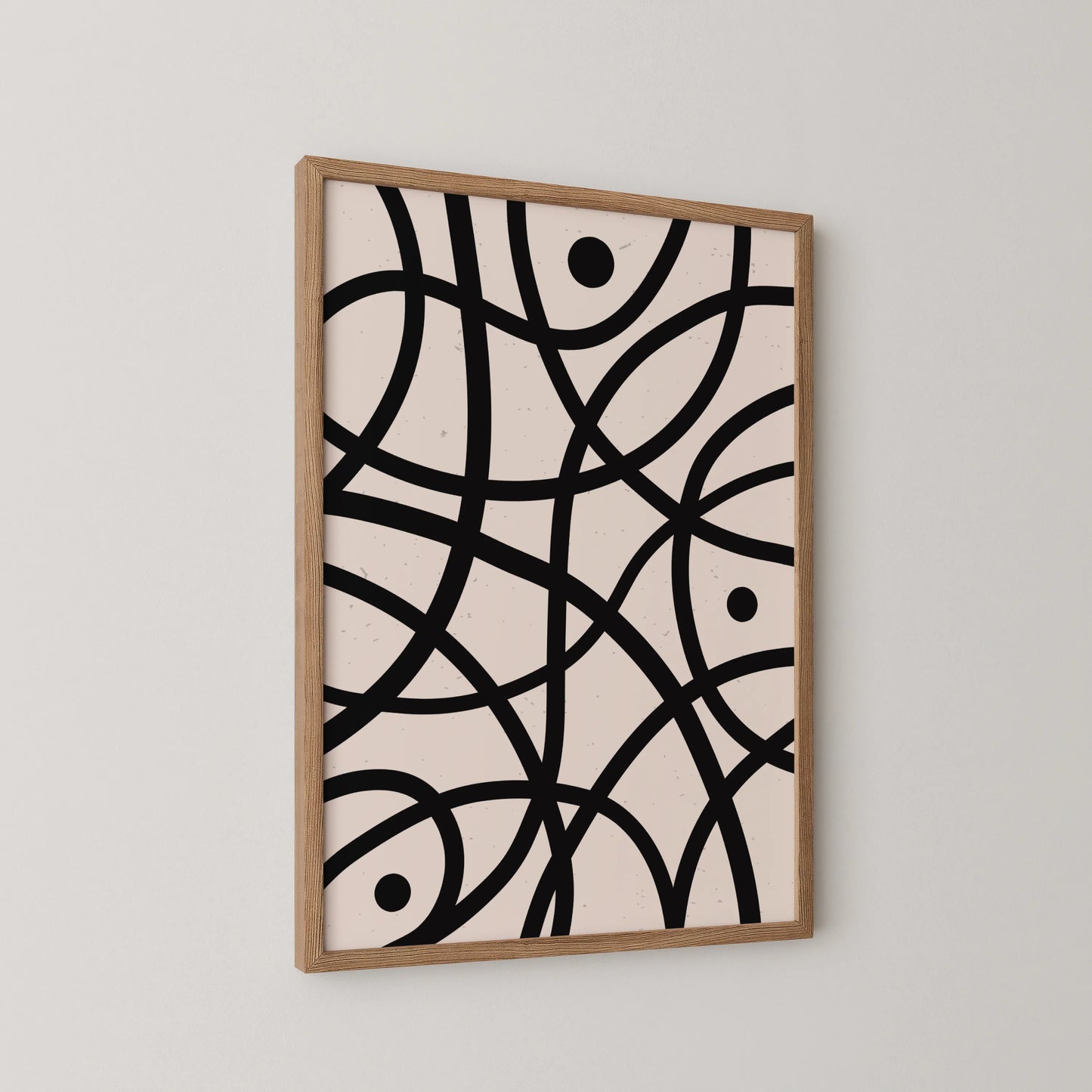 Abstract Lines I, Black & White, Mid Century Modern