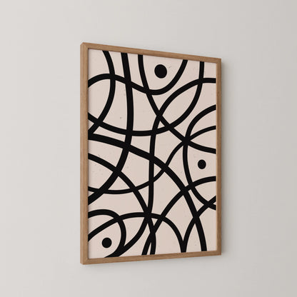 Abstract Lines I, Black & White, Mid Century Modern