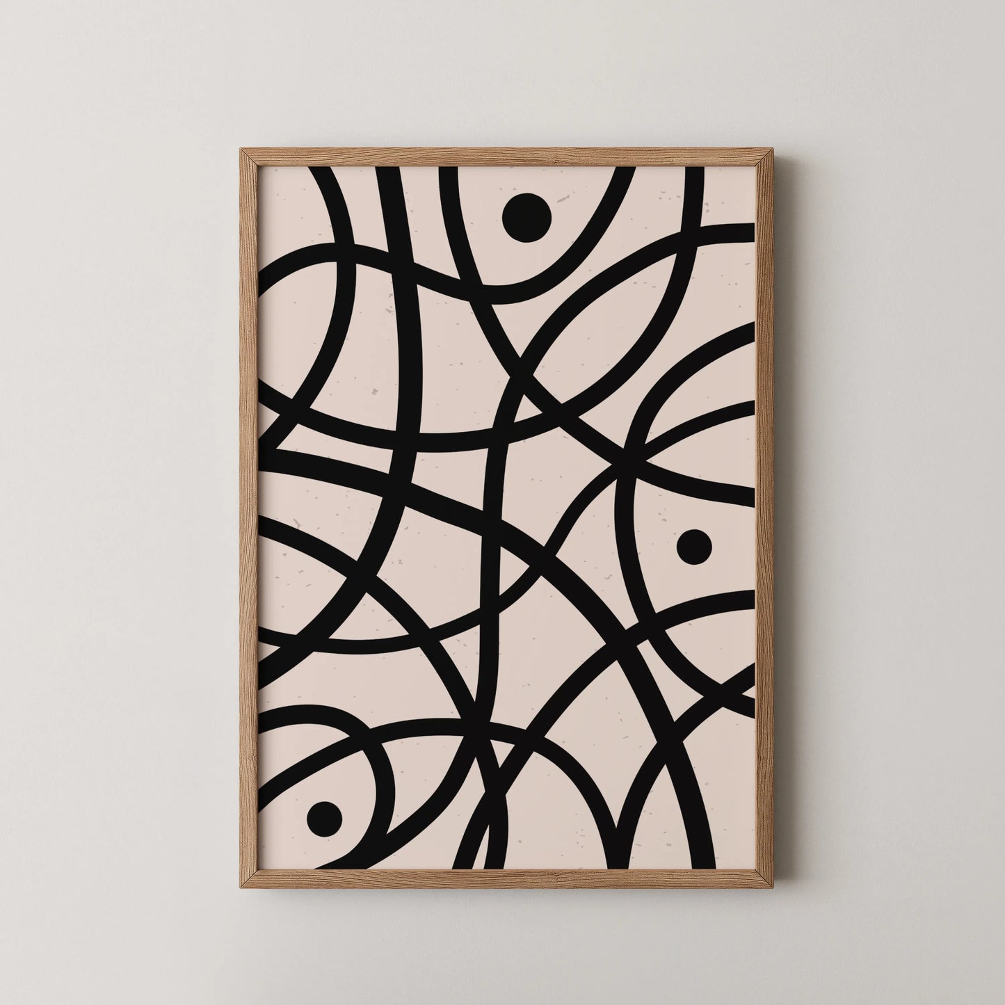 Abstract Lines I, Black & White, Mid Century Modern