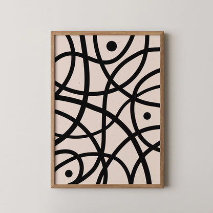 Abstract Lines I, Black & White, Mid Century Modern