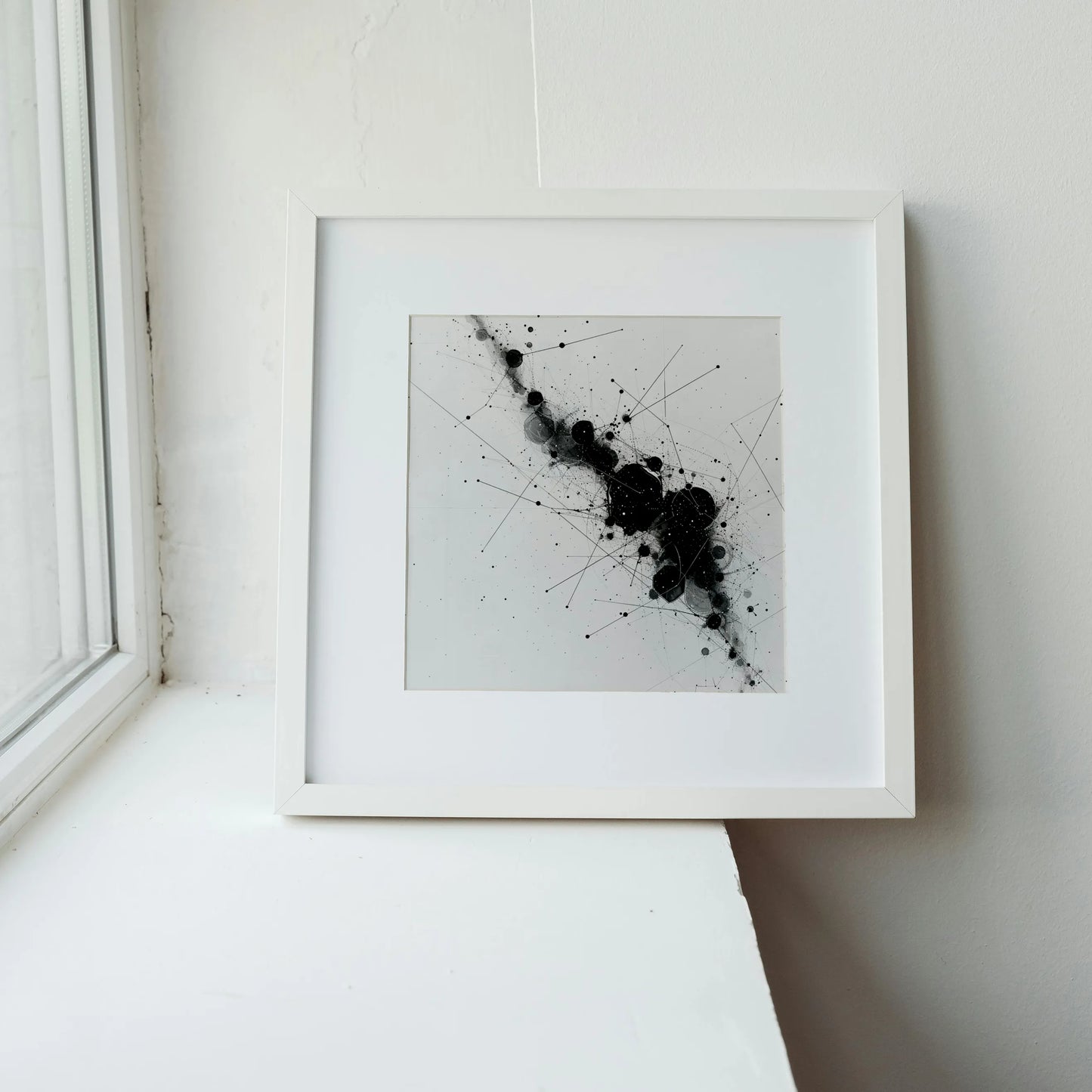 Abstract Pattern II, Black & White Mid Century Modern, Boho Art Painting