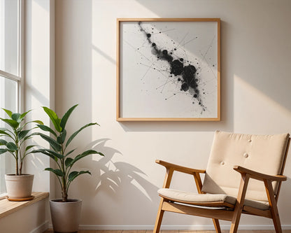 Abstract Pattern II, Black & White Mid Century Modern, Boho Art Painting