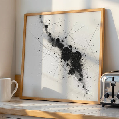 Abstract Pattern II, Black & White Mid Century Modern, Boho Art Painting