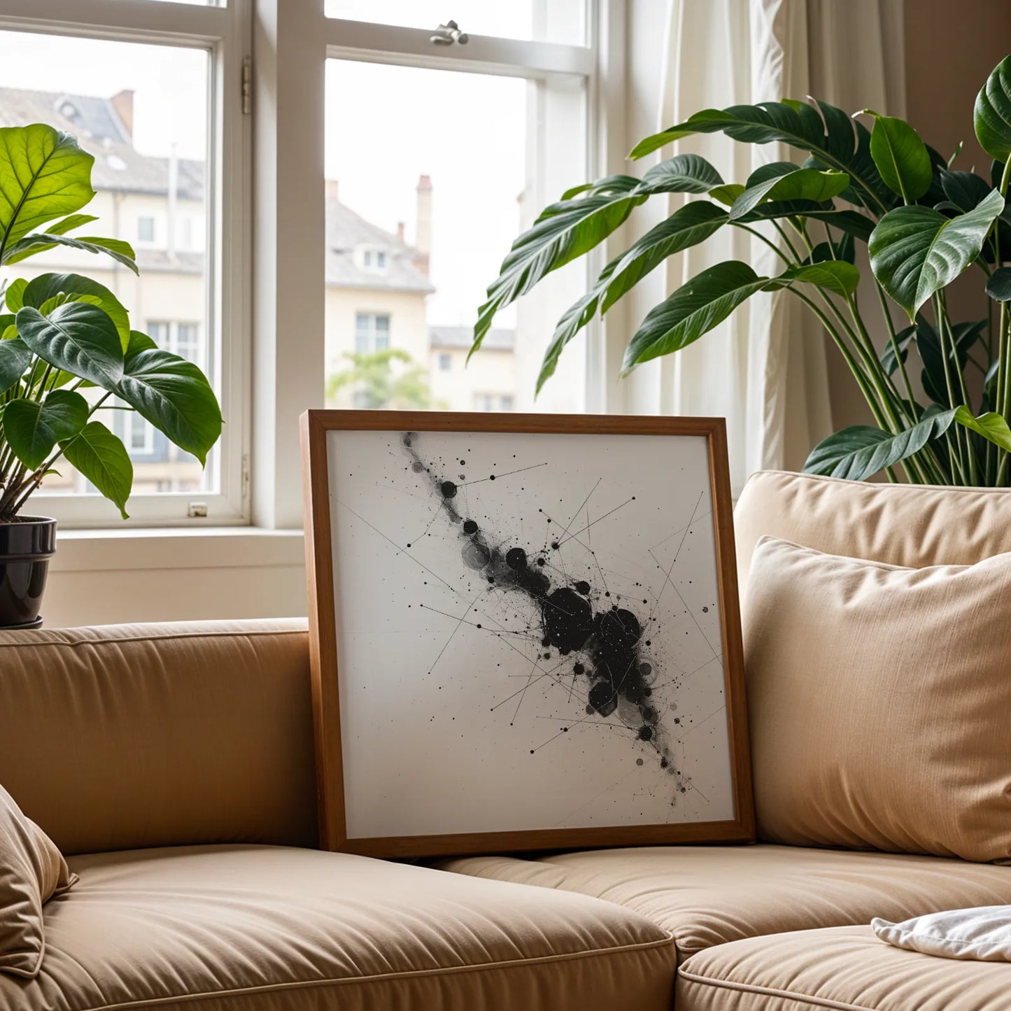 Abstract Pattern II, Black & White Mid Century Modern, Boho Art Painting