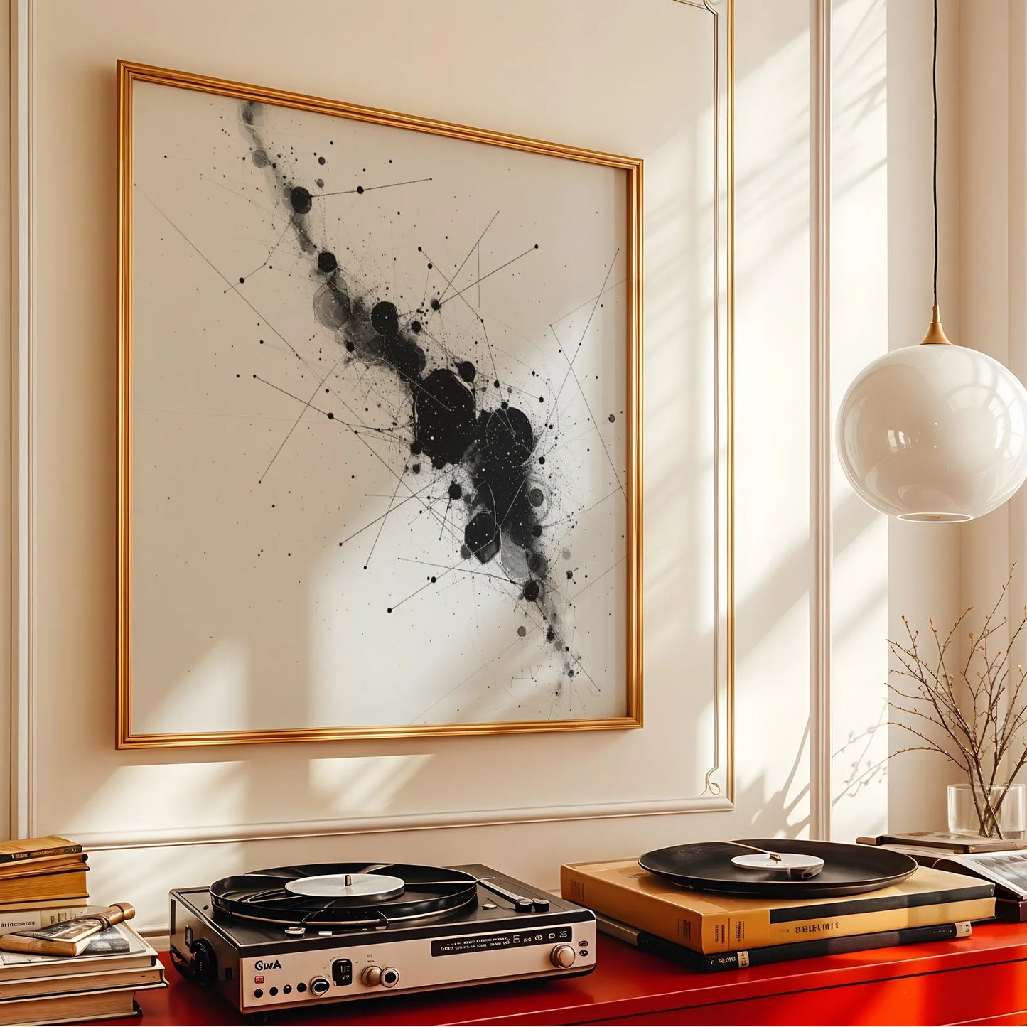 Abstract Pattern II, Black & White Mid Century Modern, Boho Art Painting