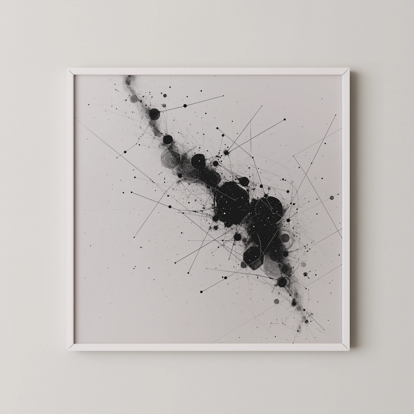 Abstract Pattern II, Black & White Mid Century Modern, Boho Art Painting