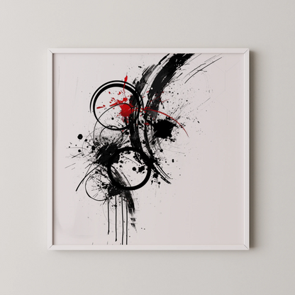 Abstract Pattern I, Black & White Mid Century Modern, Boho Art Painting