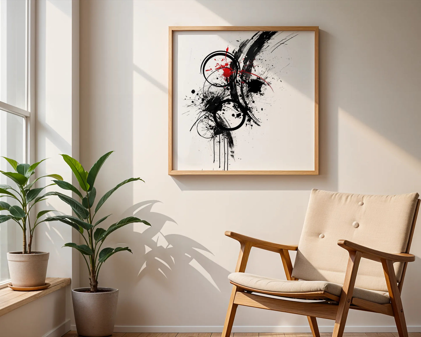 Abstract Pattern I, Black & White Mid Century Modern, Boho Art Painting