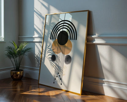 Abstract Shapes, Black & White, Mid Century Modern, Wall Painting