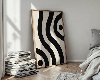 Abstract Strokes, Black & White, Mid Century Modern