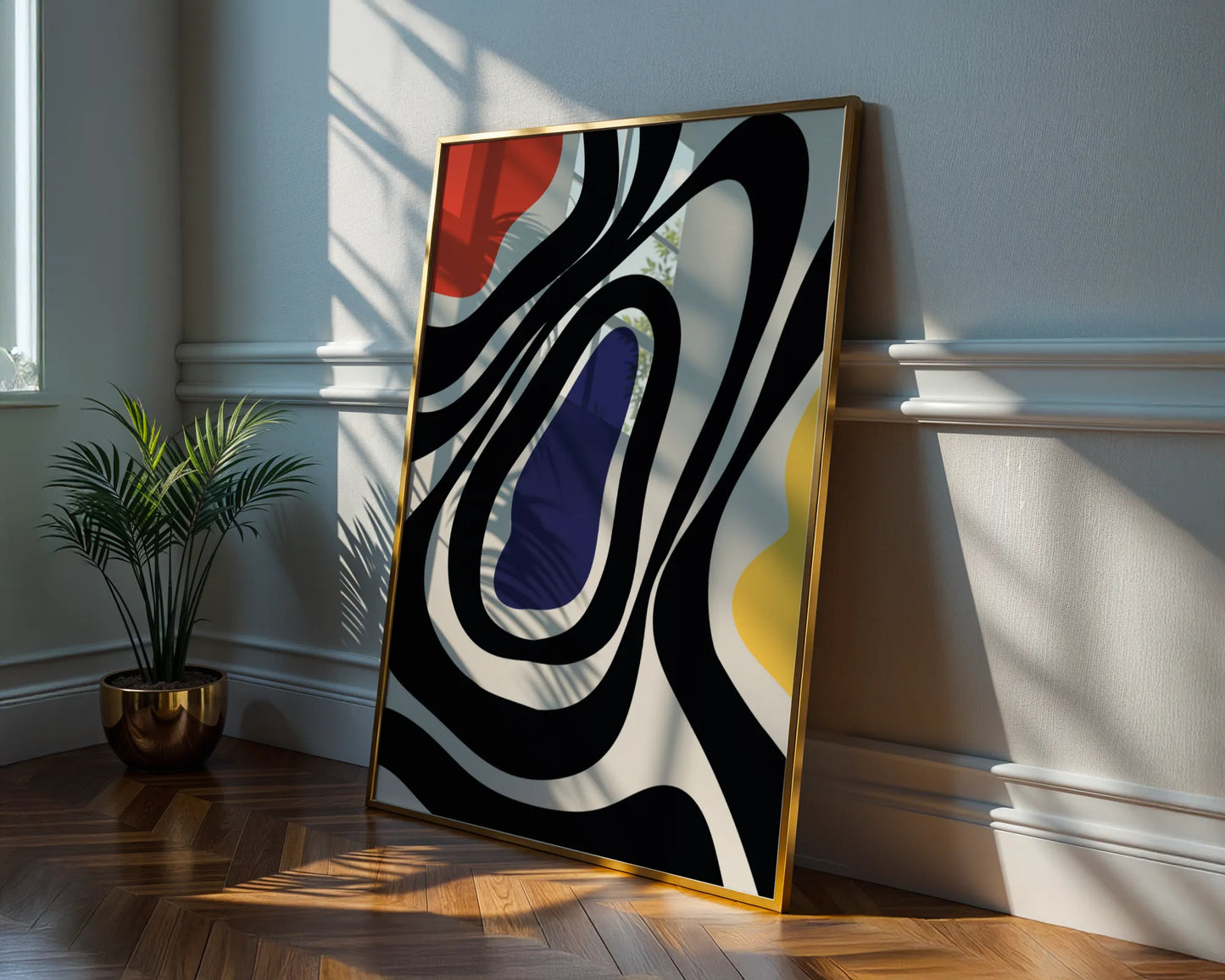 Abstract Strokes I, Black & White, Mid Century Modern