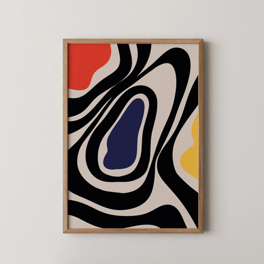 Abstract Strokes I, Black & White, Mid Century Modern