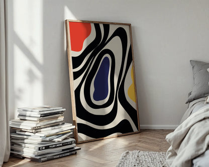 Abstract Strokes I, Black & White, Mid Century Modern