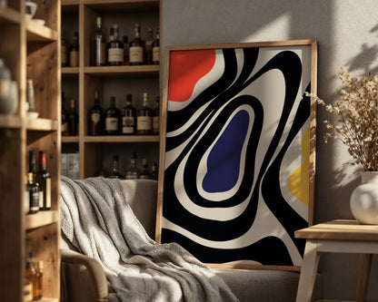 Abstract Strokes I, Black & White, Mid Century Modern