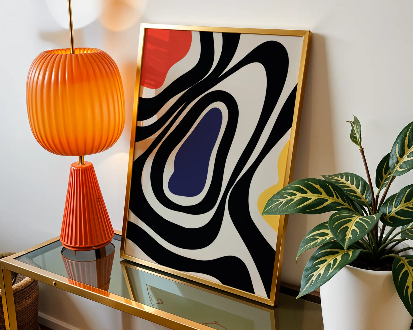Abstract Strokes I, Black & White, Mid Century Modern