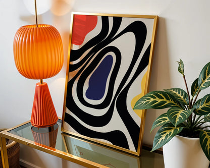 Abstract Strokes I, Black & White, Mid Century Modern