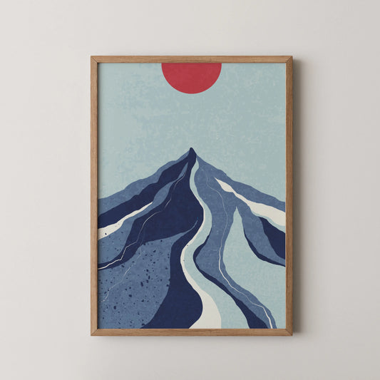Abstract Sun on Hill, Mid Century Modern, Wall Painting