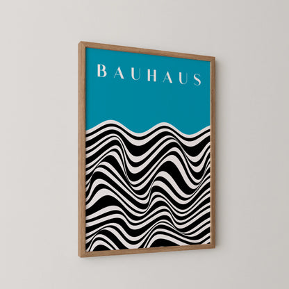 Bauhaus Line Print I, Cyan Blue, Modern Architect, Clean Design Wall Art