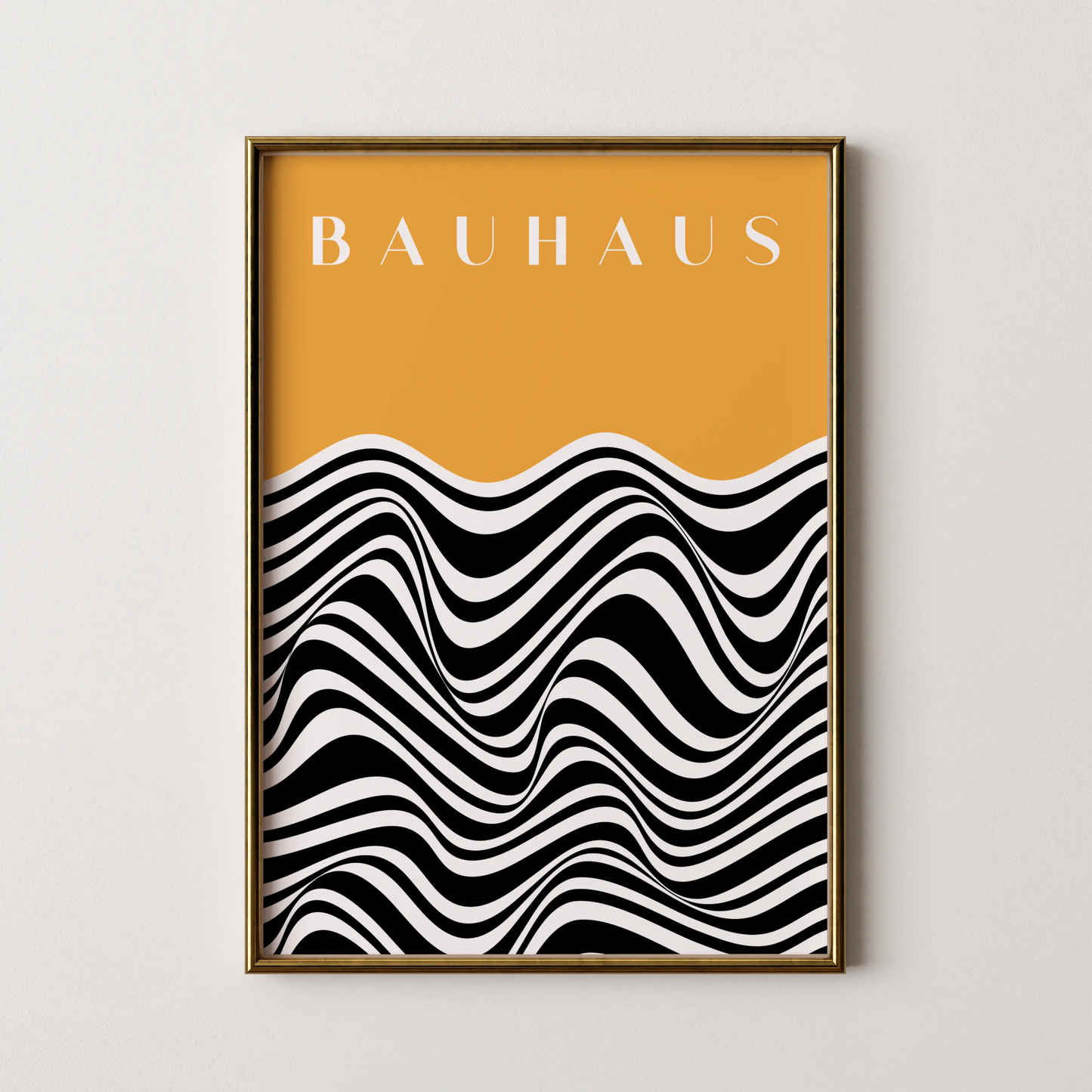 Bauhaus Line Print I, Yellow Ochre, Modern Architect, Clean Design Wall Art