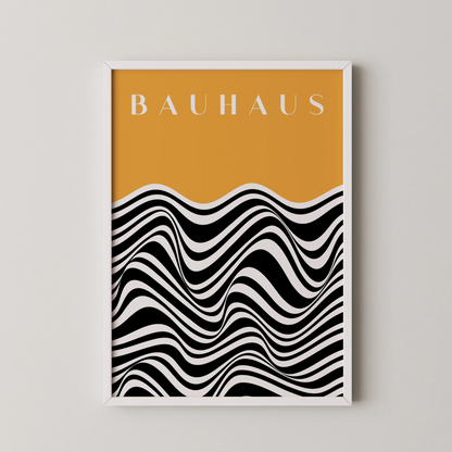 Bauhaus Line Print I, Yellow Ochre, Modern Architect, Clean Design Wall Art