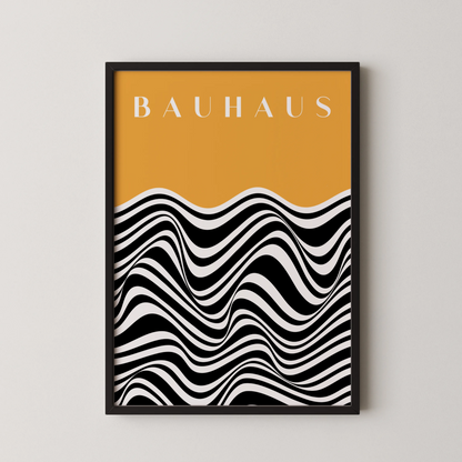 Bauhaus Line Print I, Yellow Ochre, Modern Architect, Clean Design Wall Art