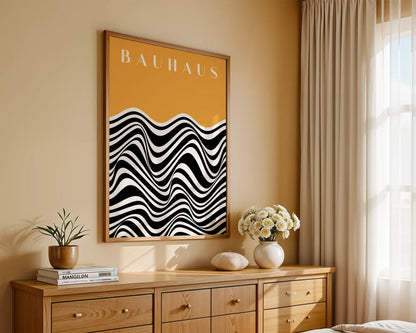 Bauhaus Line Print I, Yellow Ochre, Modern Architect, Clean Design Wall Art