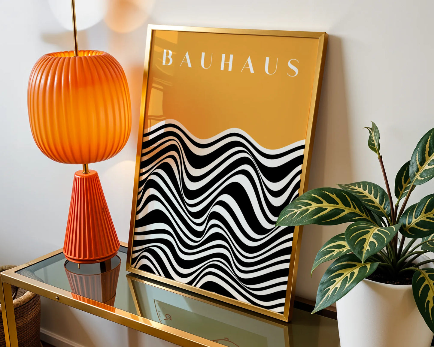 Bauhaus Line Print I, Yellow Ochre, Modern Architect, Clean Design Wall Art