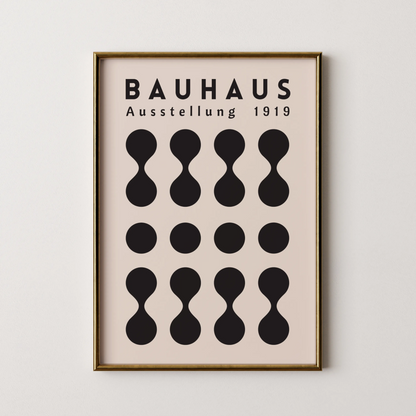 Bauhaus Print, Geometric Shapes, Black & White, Clean Wall Art