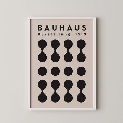 Bauhaus Print, Geometric Shapes, Black & White, Clean Wall Art