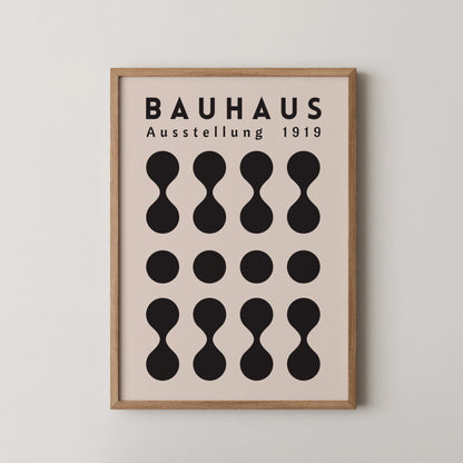 Bauhaus Print, Geometric Shapes, Black & White, Clean Wall Art