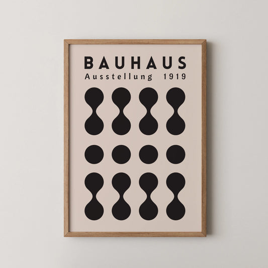 Bauhaus Print, Geometric Shapes, Black & White, Clean Wall Art
