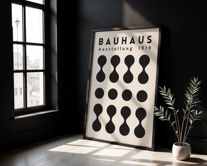 Bauhaus Print, Geometric Shapes, Black & White, Clean Wall Art