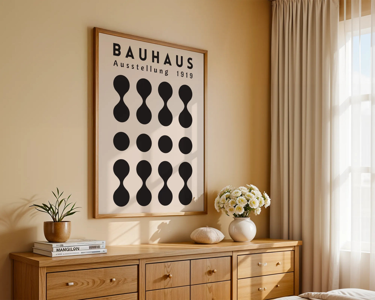Bauhaus Print, Geometric Shapes, Black & White, Clean Wall Art