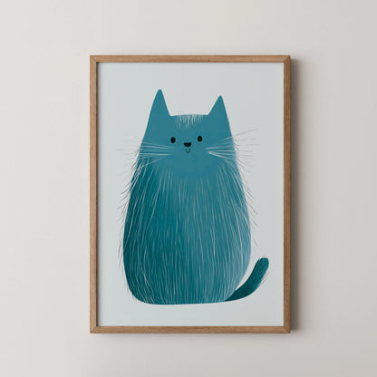 Blue cat - Nursery Prints