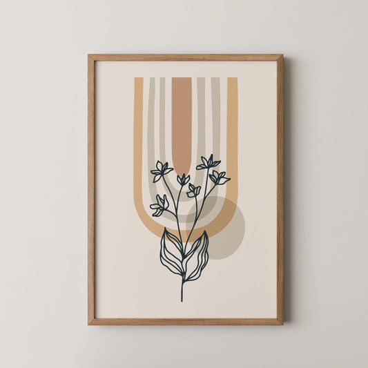 Boheme Leaves III, Mid Century, Modern Wall Painting