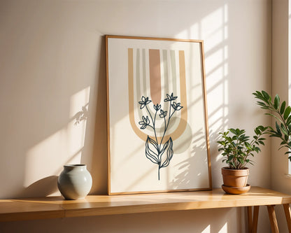 Boheme Leaves III, Mid Century, Modern Wall Painting