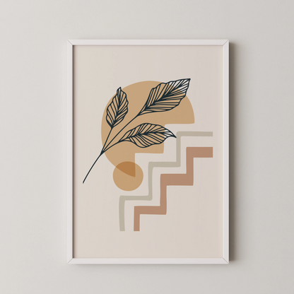 Boheme Leaves IV, Mid Century, Modern Wall Painting