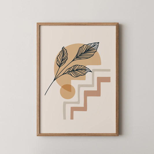 Boheme Leaves IV, Mid Century, Modern Wall Painting