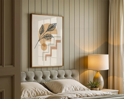 Boheme Leaves IV, Mid Century, Modern Wall Painting