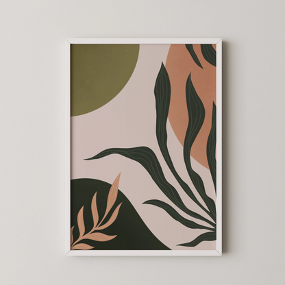 Boheme Leaves I, Mid Century, Modern Wall Painting