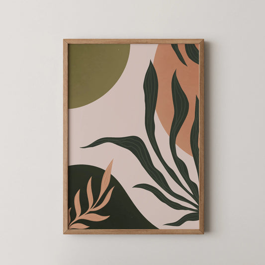 Boheme Leaves I, Mid Century, Modern Wall Painting