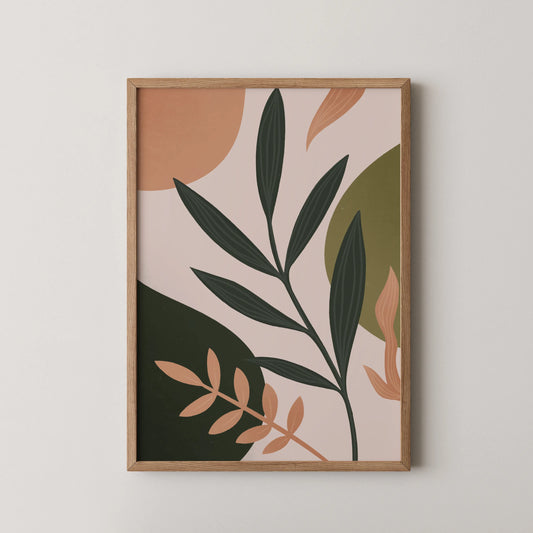 Boheme Leaves, Mid Century, Modern Wall Painting
